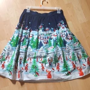 Cotton Skirt with Pockets in Winter Wonderland